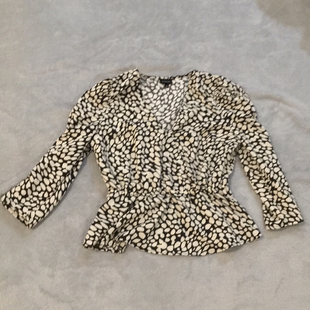 Black and Creme spotted cross over waist gathered